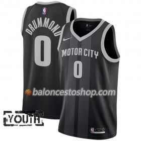 Camiseta Niños NBA Detroit Pistons Andre Drummond 0 2018-19 Nike City Edition Negro Azul Swingman